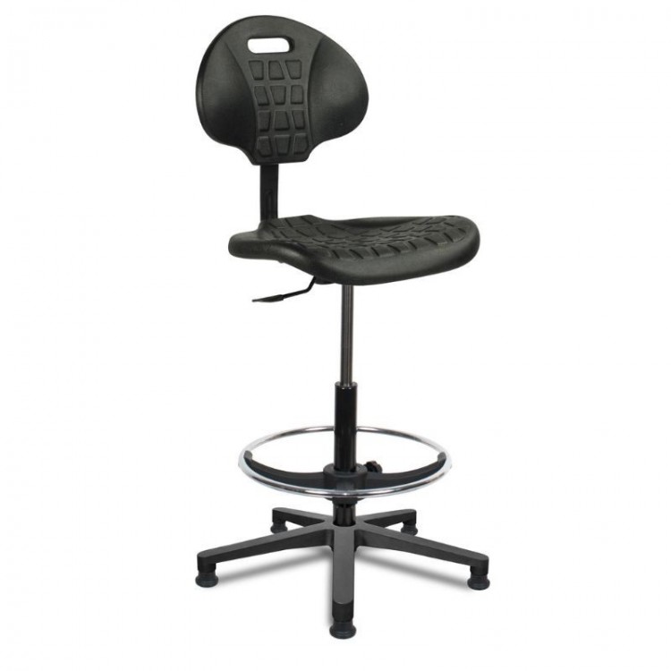 Chaise polyuréthane noir avec repose pied