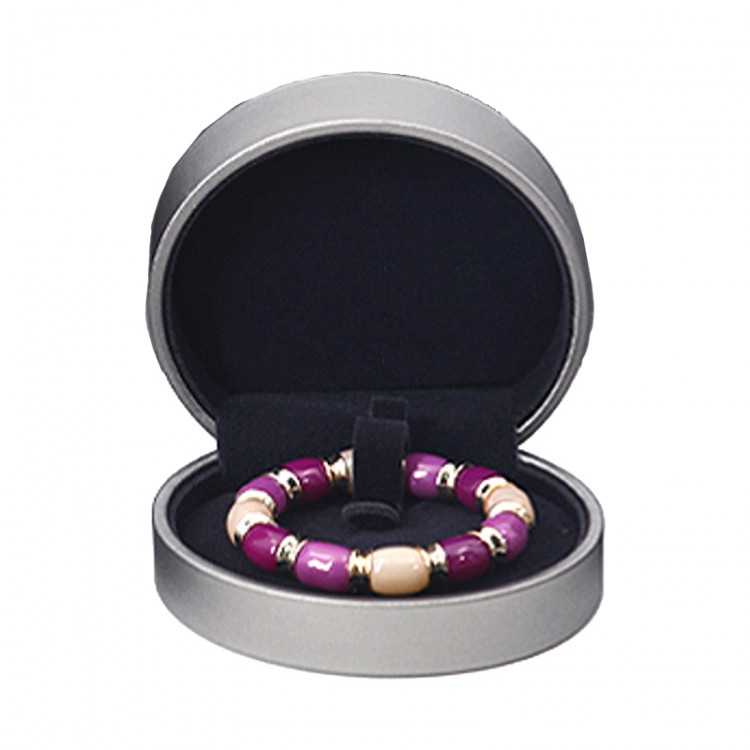 ECRIN ROND BRACELET GRIS METALISE INTERIEUR NOIR