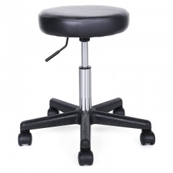 Tabouret noir avec assise rembourrée à gaz avec roulette gaz moyen 44/56 cm
