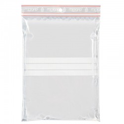 Sachets plastique minigrip avec bandes blanches