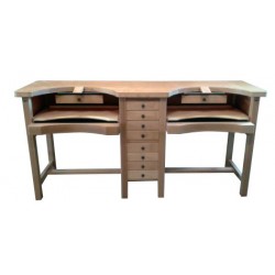 Établi 2 places - 8 tiroirs - 2000X600X960 - Complet top bois - JULIA