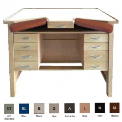 ETABLI HORLOGER AVEC 8 TIROIRS - Couleur : Top blanc Accoudoir : Marron