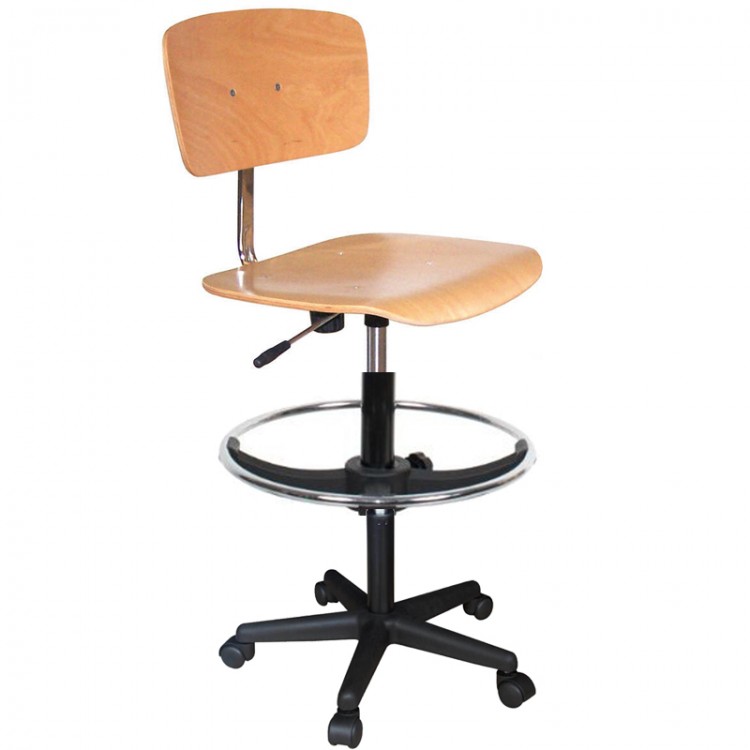 Chaise bois roulettes repose pieds hauteur du gaz 41/50 cm (petit)