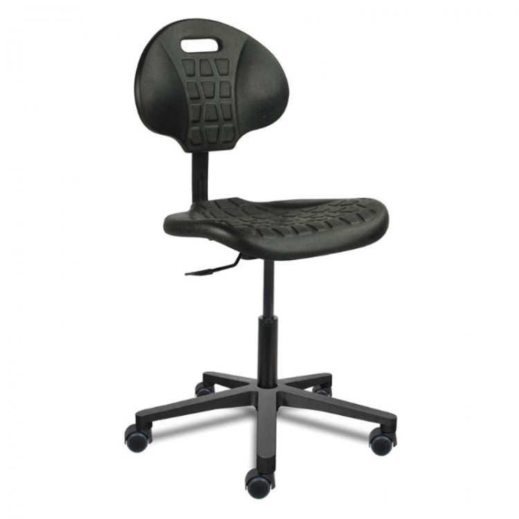 Chaise polyuréthane noir roulettes hauteur du gaz 41/50 cm (petit)