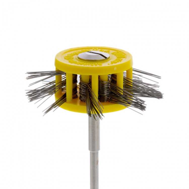 Brosse sur tige à satiner fils acier 9/13/5 mm Brosse sur tige à satiner fils acier 9/13/5 mm