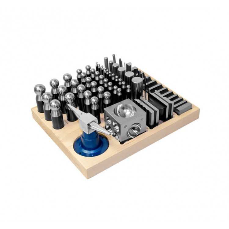 SET / BOUTEROLLES JEU DE 36 (3,5 A 25) + DES + BIGORNE + TAS A EMBOUTIR &amp; OUTILS