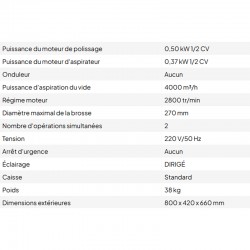 Machine de polissage compacte EK-2 – 2 postes – Aspiration 2500 m³/h Machine de polissage compacte EK-2 – 2 postes – Aspiration 2500 m³/h