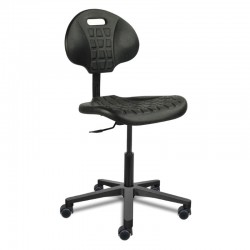 Chaise polyuréthane noir roulettes hauteur du gaz 41/50 cm (petit)