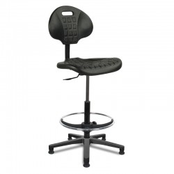 Chaise polyuréthane noir patins avec repose pied hauteur du gaz 60/85 cm (hau