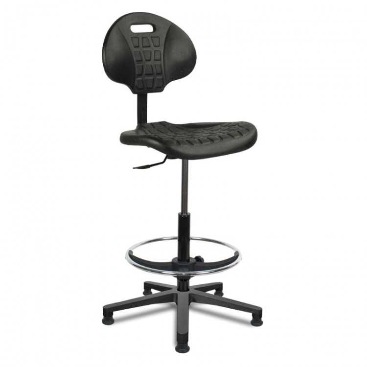 Chaise polyuréthane noir patins avec repose pied hauteur du gaz 60/85 cm (hau Chaise polyuréthane noir patins avec repose pied hauteur du gaz 60/85 cm (hau