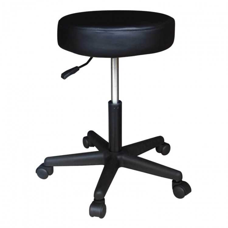 Tabouret noir rembourrée roulettes hauteur du gaz 41/50 cm (petit) Tabouret noir rembourrée roulettes hauteur du gaz 41/50 cm (petit)