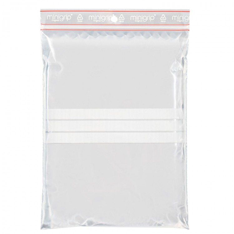 Sachets plastique minigrip avec bandes blanches Sachets plastique minigrip avec bandes blanches