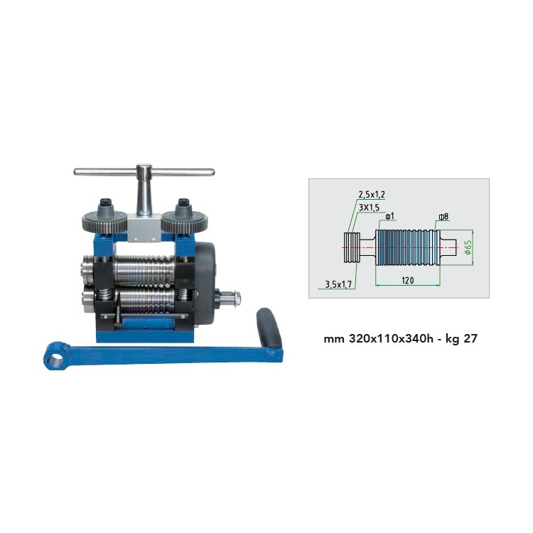 LAMINOIR ACIER EF120R - FILS 120mm + ROULETTE (SANS REDUCTEUR)