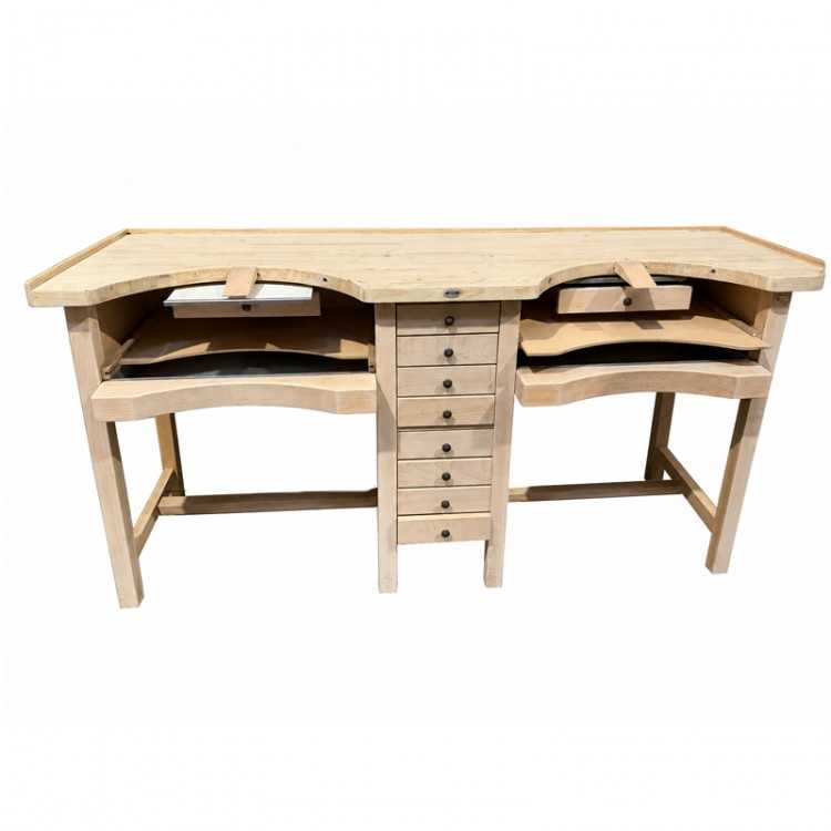 OCCASION - Établi double de bijoutier en bois massif OCCASION - Établi double de bijoutier en bois massif