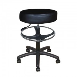 Tabouret noir rembourrée roulettes repose pied hauteur du gaz 41/50 cm (petit)