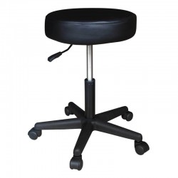Tabouret noir rembourrée roulettes hauteur du gaz 60/85 cm (haut)
