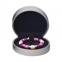 ECRIN ROND BRACELET GRIS METALISE INTERIEUR NOIR
