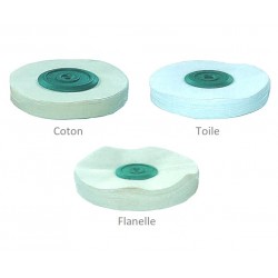 DISQUE COTON TOILE OU FLANELLE CENTRE PLASTIQUE