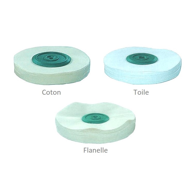 DISQUE COTON TOILE OU FLANELLE CENTRE PLASTIQUE DISQUE COTON TOILE OU FLANELLE CENTRE PLASTIQUE