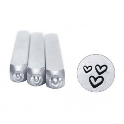 POINCONS - LETTRES A FRAPPER LOT DE &quot;3 COEURS&quot; 1.5 A 3MM - IMPRESSART