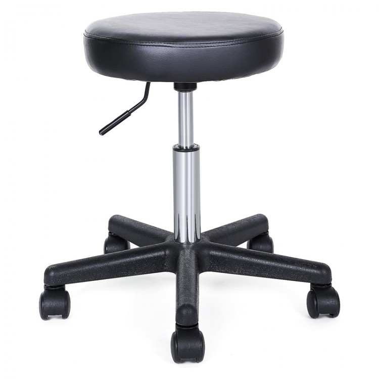 Tabouret noir avec assise rembourrée à gaz avec roulette gaz moyen 44/56 cm Tabouret noir avec assise rembourrée à gaz avec roulette gaz moyen 44/56 cm