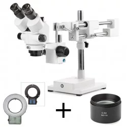 PACK - ENSEMBLE TRINOCULAIRE TETE + PIED DOUBLE + ECLAIRAGE LED + 0.5X EUROMEX