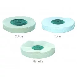 DISQUE COTON TOILE OU FLANELLE CENTRE PLASTIQUE