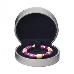ECRIN ROND BRACELET GRIS METALISE INTERIEUR NOIR