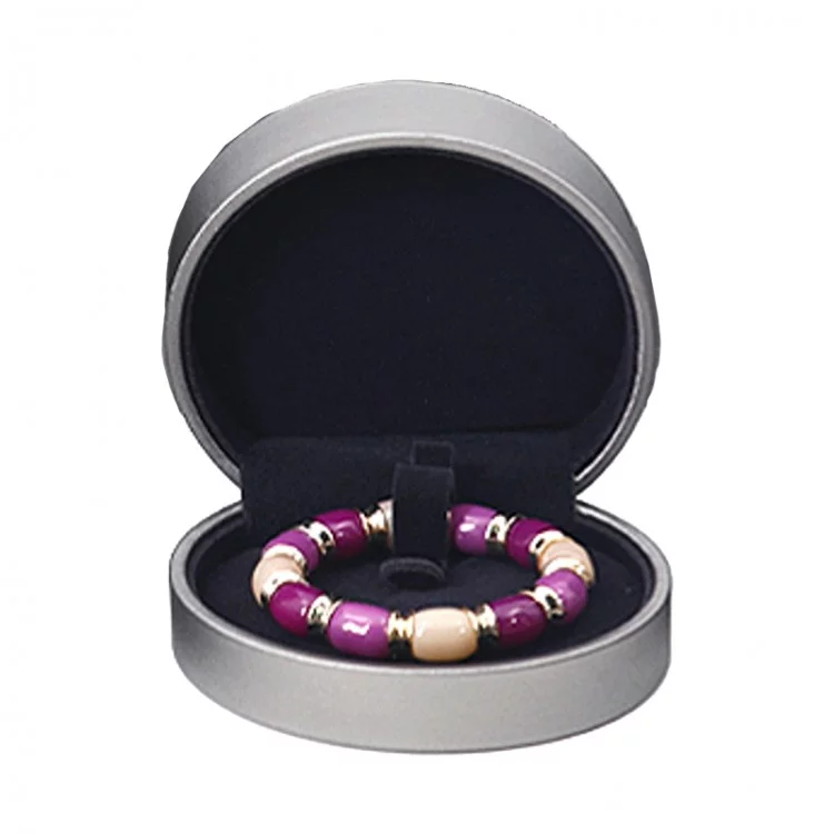 ECRIN ROND BRACELET GRIS METALISE INTERIEUR NOIR ECRIN ROND BRACELET GRIS METALISE INTERIEUR NOIR