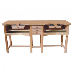 Établi 2 places - 3 tiroirs - 2000X600X960 - Complet top bois