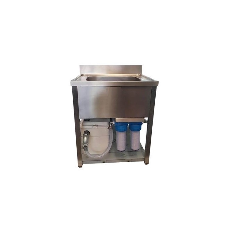 EVIER 60x60xH90 - AVEC POMPE + SYST. FILTRATION 2 CARTOUCHES