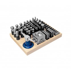 SET / BOUTEROLLES JEU DE 36 (3,5 A 25) + DES + BIGORNE + TAS A EMBOUTIR & OUTILS