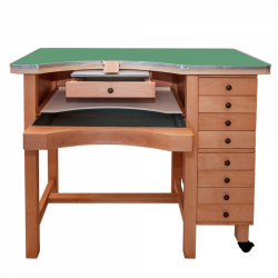 Établi 1 place - 8 tiroirs - cheville classique - Complet top stratifié vert