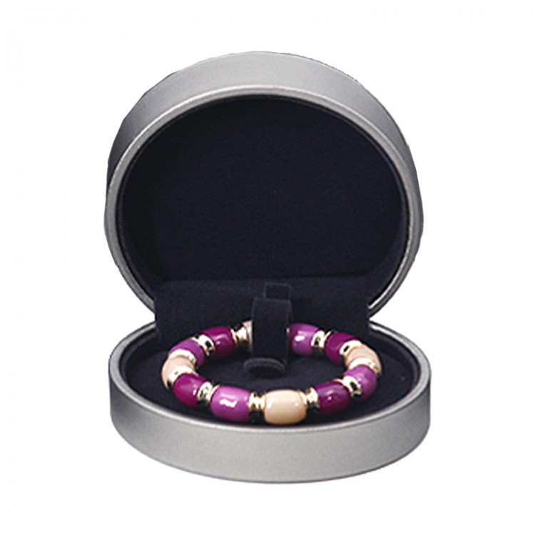 ECRIN ROND BRACELET GRIS METALISE INTERIEUR NOIR